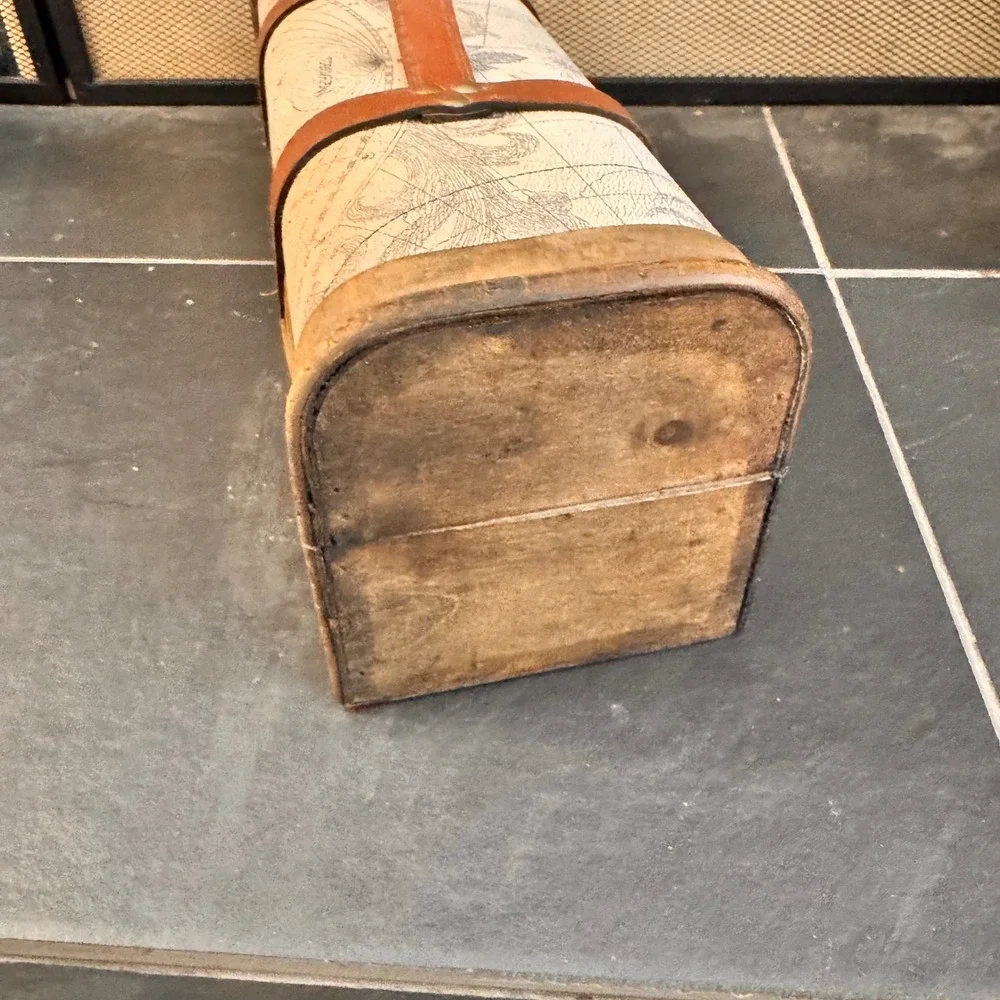 Wrap Art Single Bottle Wood Box World‎ Map Design Decorative Treasure Chest Case